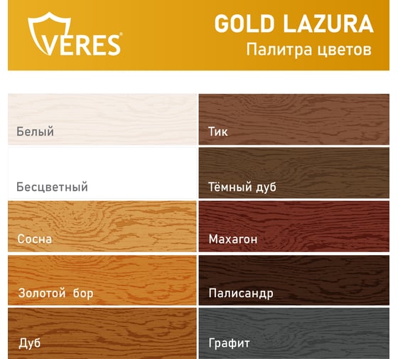 Декоративная пропитка для дерева Veres Верес Gold №8 VG-15, глянцевая, 9 л, дуб темный 281443