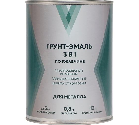 Грунт-эмаль по ржавчине 3 в 1 V 0,8 кг, белая 281199