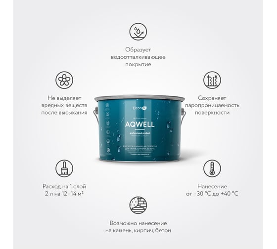 Пропитка для камня Elcon Aqwell "мокрый эффект", 2 л 00-00462305