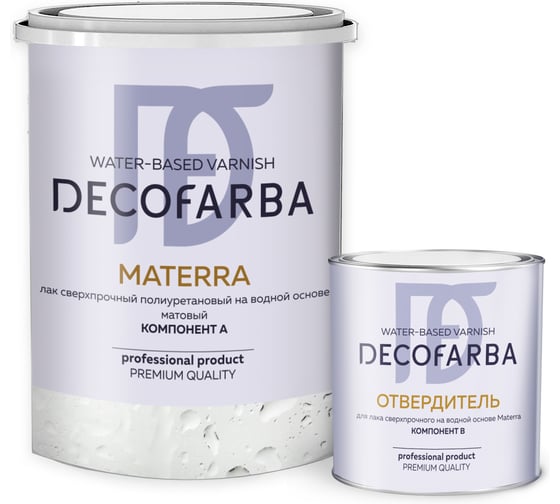Лак сверхпрочный ABC FARBEN на водной основе с отвердителем Materra (1 л) Decofarba 4300016867