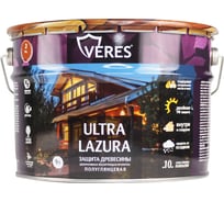 Декоративная пропитка для дерева Veres Верес Ультра Лазура №3 VU-09, полуглянцевая, 9 л, тик 281392