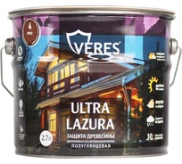 Декоративная пропитка Veres для дерева Верес Ультра Лазура №4 VU-11, полуглянцевая, 2,7 л, орех 281394