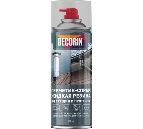 Герметик-спрей жидкая резина от трещин и протечек высокоэластичный Decorix 520 мл, полупрозрачный 0126-04 DX