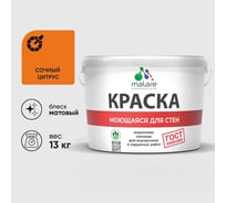 Краска ГОСТ для стен, потолков и обоев, моющаяся, сочный цитрус, (9л - 13кг) MALARE КГОСТМСОЦМ1300