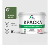 Краска для стен и потолков в сухих помещениях MALARE ГОСТ, хвойный бонсай, 9л - 13кг, КГОСТХВБМ1300