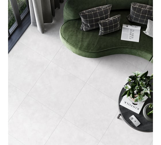 Керамогранит AlmaCeramica Alma Ceramica Флора / Flora лаппатированный 600х600х9 1,8м2 (5шт в уп) белый GFU6060FLO00L