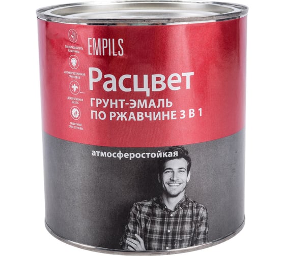 Грунт-эмаль по ржавчине Расцвет алкидная, светло-серая, 2.7 кг 72971