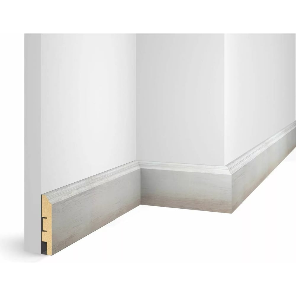Плинтус COSCA DECOR WP07 экошпон, дуб кремовый, 80x16x2400 мм, МДФ ...