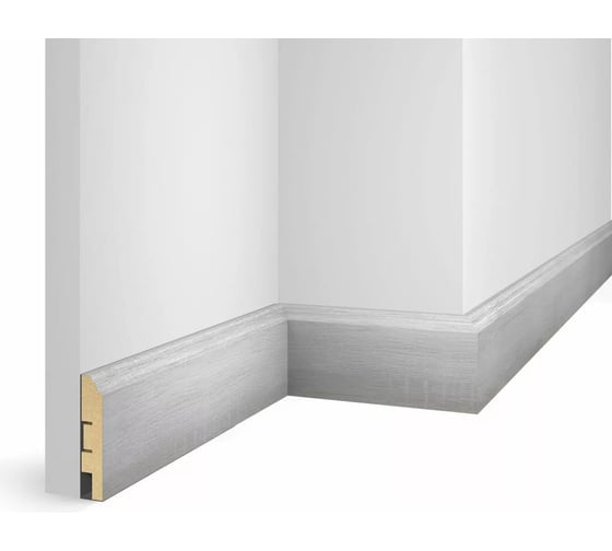 Плинтус COSCA DECOR WP07 экошпон, дуб Айсберг, 80x16x2400 мм, МДФ СПБ103250