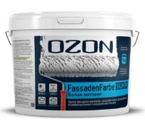Фасадная краска OZON ВД-АК 115А FASSADENFARBE SILIKON высококачественная, силиконовая, белая, 9 л, 14 кг ВД-АК-115А-14