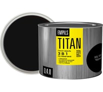 Грунт-эмаль по ржавчине ОРЕОЛ TITAN чёрный RAL 9005 0.4 л 0.4 кг 89274