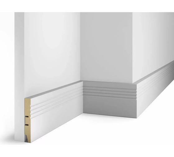 Плинтус COSCA DECOR AP08 под покраску, белый, 100x16x2400 мм, МДФ, с пазом СПБ098311