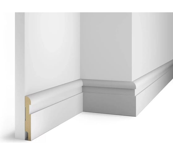 Плинтус COSCA DECOR AP29 под покраску, белый, с пазом под 20 молдинг, 102x16x2400 мм, МДФ СПБ067060 1