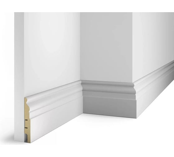Плинтус COSCA DECOR AP18 под покраску, белый, 102x16x2400 мм, МДФ, с пазом СПБ077570 1