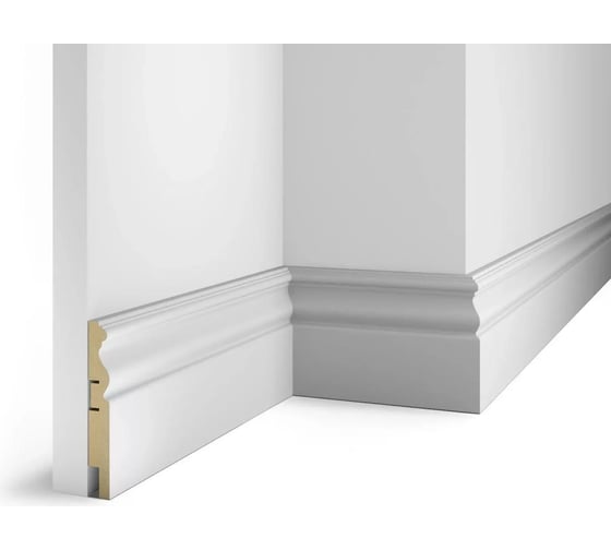 Плинтус COSCA DECOR AP14 под покраску, белый, 115x16x2400 мм, МДФ, с пазом СПБ077572
