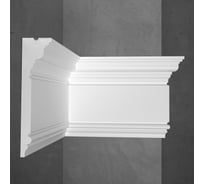 Плинтус потолочный Stenopol подходит к натяжным потолкам 150х38х2000 мм под покраску C7214