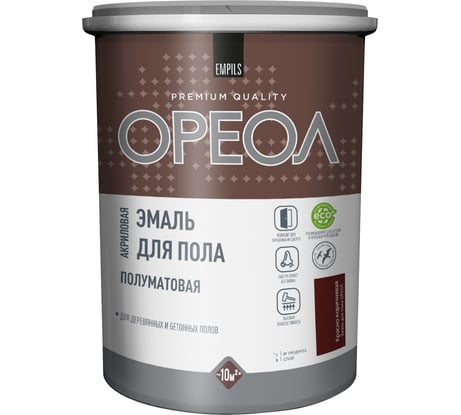 Акриловая эмаль для пола Ореол (полуматовая; красно-коричневая; 0.9 кг) 73367
