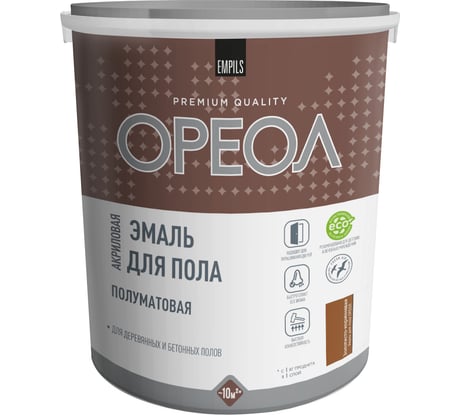 Акриловая эмаль для пола Ореол (полуматовая; золотисто-коричневая; 2.3 кг) 73366