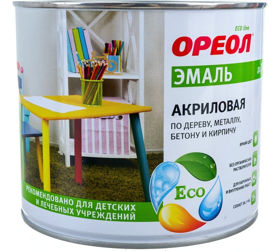 Акриловая эмаль Ореол (матовая; белая; 1.9 кг) 67599