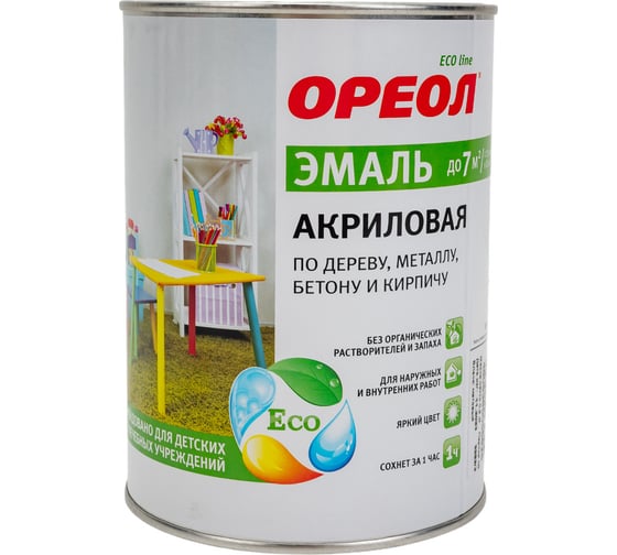 Акриловая эмаль Ореол (матовая; белая; 0.9 кг) 65245