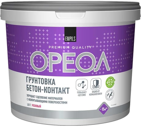 Водно-дисперсионная грунтовка бетон-контакт Ореол (полиакриловая; для наружных и внутренних работ; 3 кг) 66138