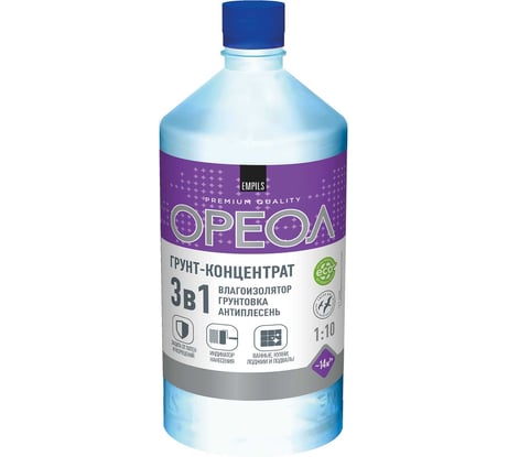 Грунт-концентрат Ореол (влагоизолирующий; для наружных и внутренних работ; 1 кг) 66403