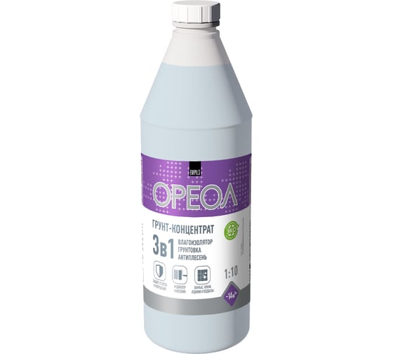 Грунт-концентрат Ореол (влагоизолирующий; для наружных и внутренних работ; 1 кг) 66403
