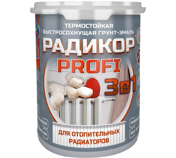 Радикор Красковия PROFI «3 в 1» RAL 9003 1кг (термостойкая грунт-эмаль без запаха для радиаторов и батарей) ER-00006162