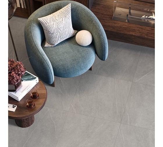 Керамогранит AlmaCeramica Рок Лайн/Rock Line матовый 600х600х9 1,8м2 (5 шт. в уп.) серый GFU6060RKL70R