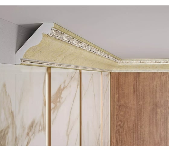 Карниз Cosca Decor 154-553 интерьерный багет, 107 мм, античная платина СПБ016629