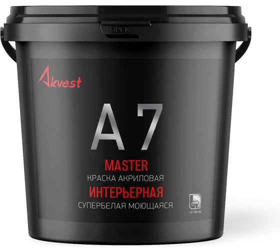 Краска интерьерная моющаяся Akvest Аквест-7, мастер база А 1,4 кг 00008-0