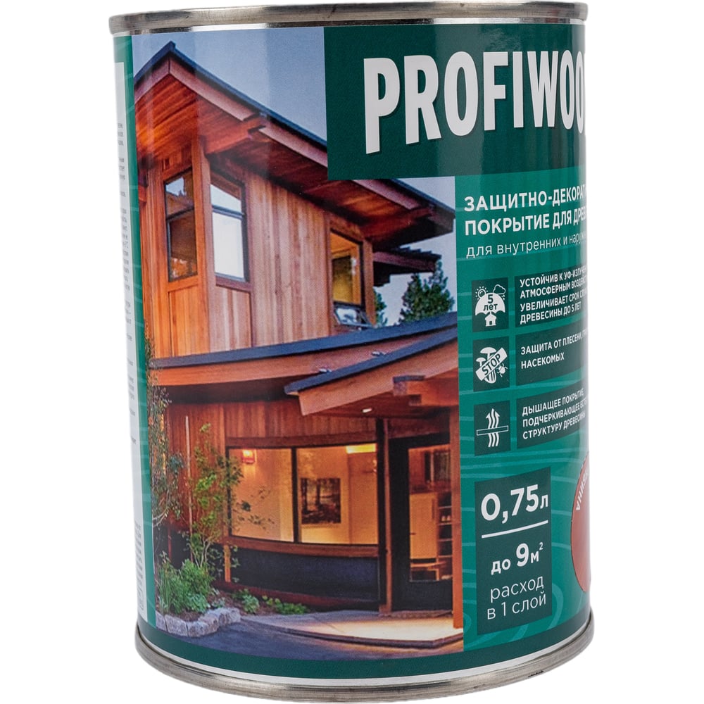 Защитно-декоративное покрытие для древесины PROFIWOOD (рябина; 0.75 л ...