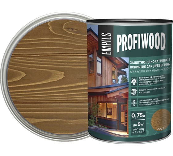 Защитно-декоративное покрытие для древесины PROFIWOOD (орех; 0.75 л; 0.7 кг) 72622