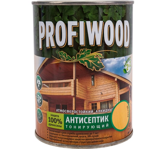 Алкидный антисептик PROFIWOOD (тонирующий; атмосферостойкий; орегон; 0.8 л; 0.7 кг) 3897 1