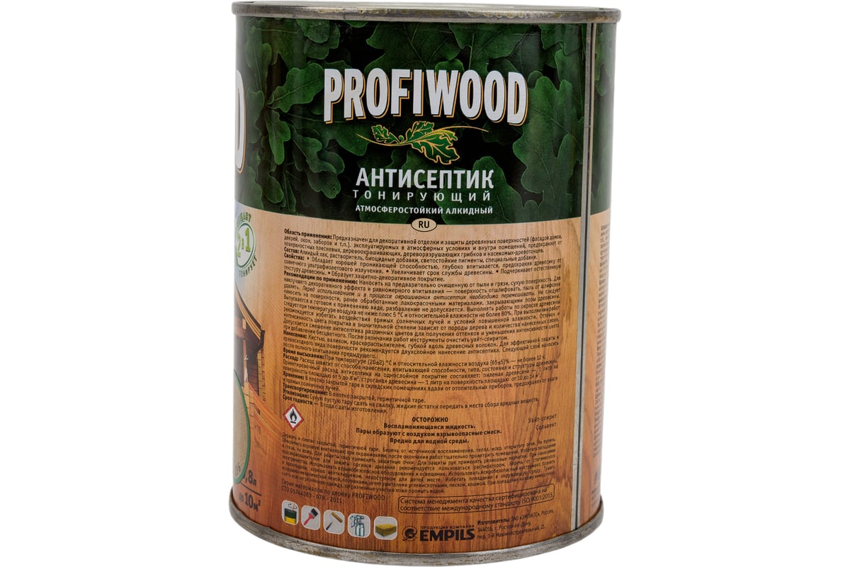 Алкидный антисептик PROFIWOOD (тонирующий; атмосферостойкий; дуб; 0.8 л ...