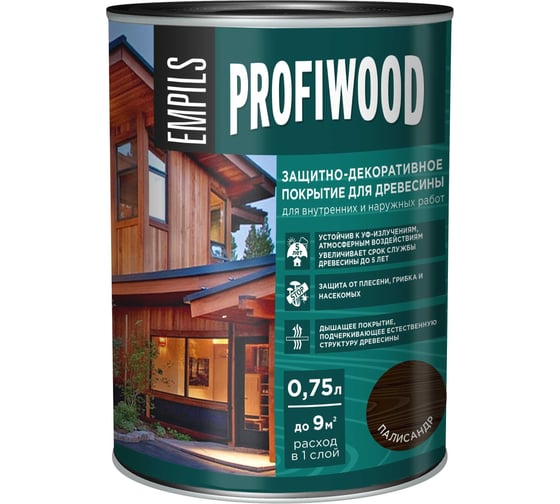 Защитно-декоративное покрытие для древесины PROFIWOOD (палисандр; 0.75 л; 0.7 кг) 72628 1