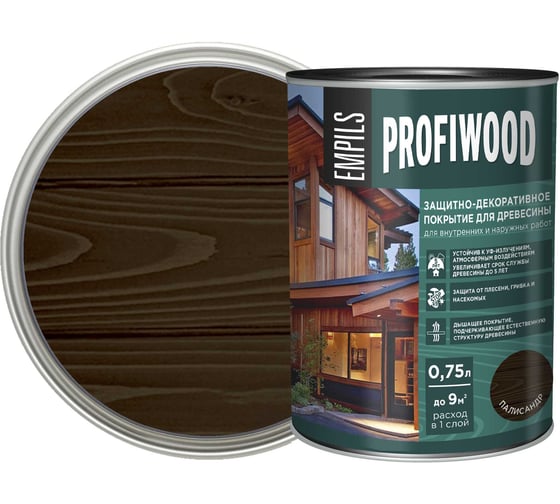 Защитно-декоративное покрытие для древесины PROFIWOOD (палисандр; 0.75 л; 0.7 кг) 72628