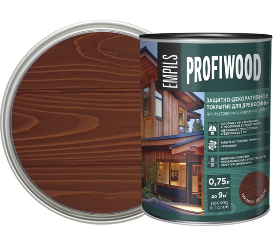 Защитно-декоративное покрытие для древесины PROFIWOOD (тик; 0.75 л; 0.7 кг) 72624 1