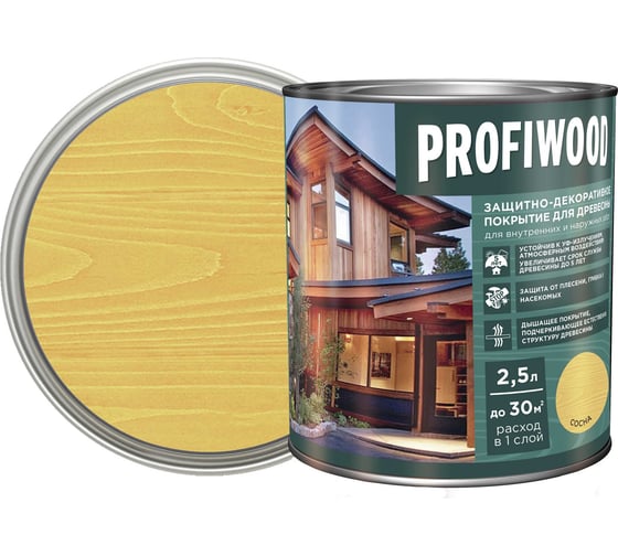 Защитно-декоративное покрытие для древесины PROFIWOOD (сосна; 2.5 л; 2.3 кг) 72634