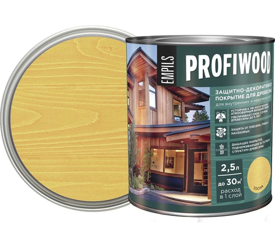Защитно-декоративное покрытие для древесины PROFIWOOD (сосна; 2.5 л; 2.3 кг) 72634