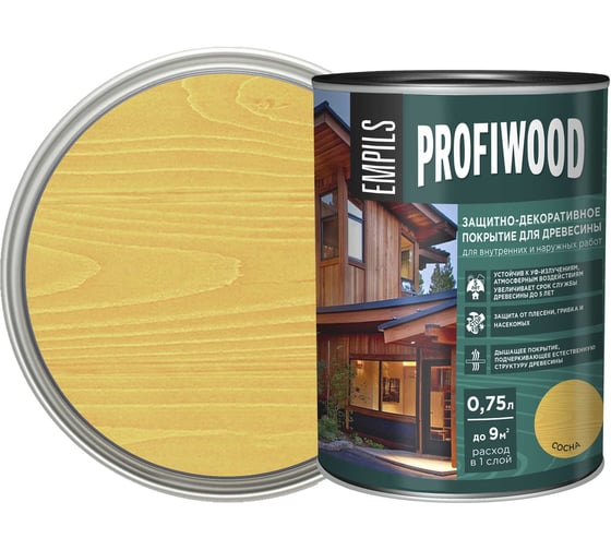 Защитно-декоративное покрытие для древесины PROFIWOOD (сосна; 0.75 л; 0.7 кг) 72619