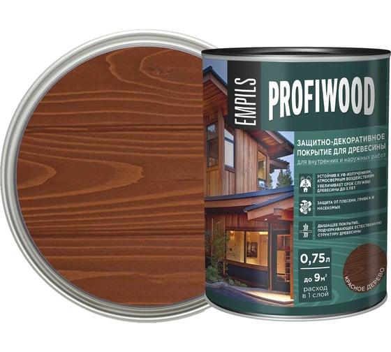 Защитно-декоративное покрытие для древесины PROFIWOOD (красное дерево; 0.75 л; 0.7 кг) 72627