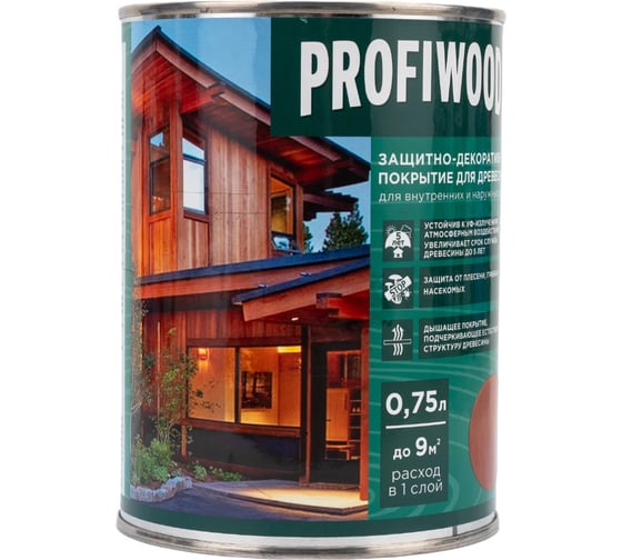 Защитно-декоративное покрытие для древесины PROFIWOOD (махагон; 0.75 л; 0.7 кг) 72626
