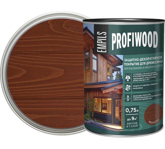 Защитно-декоративное покрытие для древесины PROFIWOOD (махагон; 0.75 л; 0.7 кг) 72626