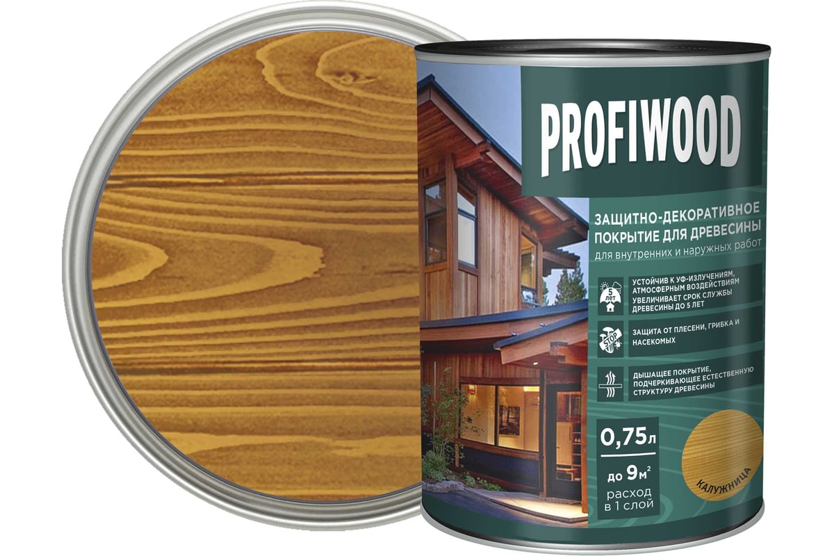 Пропитка Profiwood, для дерева, защитно-декоративная, калужница, 0.7 кг