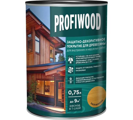 Защитно-декоративное покрытие для древесины PROFIWOOD (калужница; 0.75 л; 0.7 кг) 72620