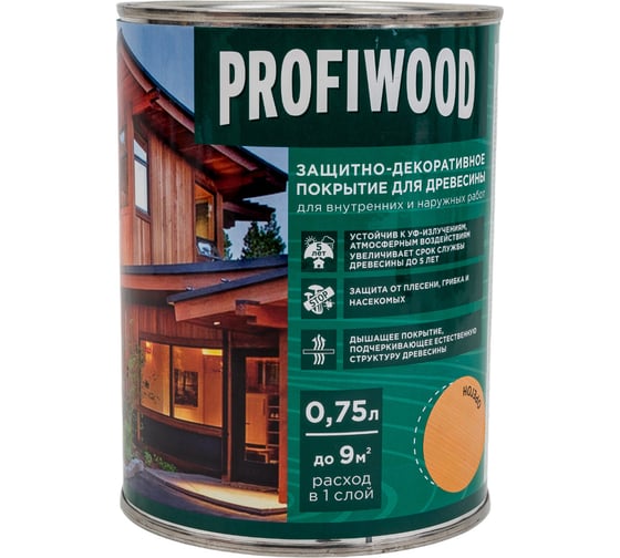 Защитно-декоративное покрытие для древесины PROFIWOOD (орегон; 0.75 л; 0.7 кг) 72621 1
