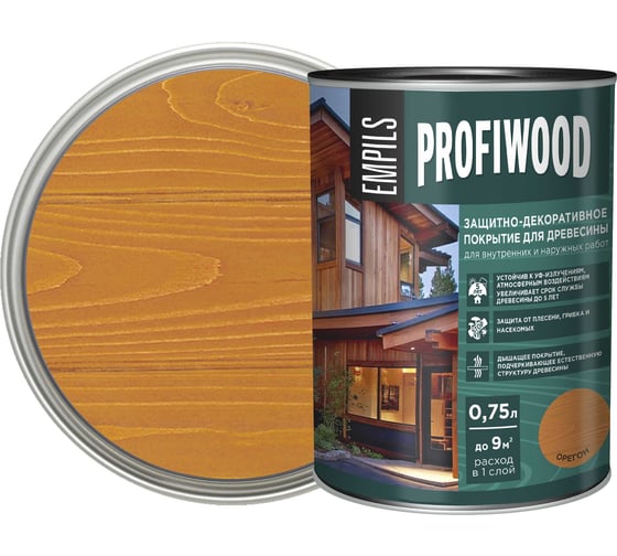 Защитно-декоративное покрытие для древесины PROFIWOOD (орегон; 0.75 л; 0.7 кг) 72621