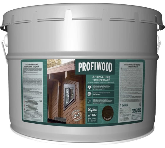 Алкидный антисептик PROFIWOOD (тонирующий; атмосферостойкий; палисандр; 9.3 л; 8 кг) 3905
