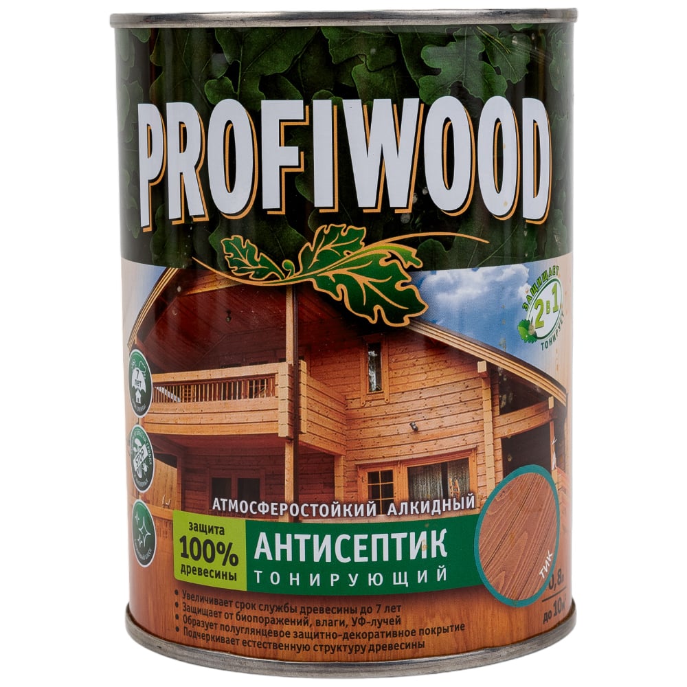 Алкидный антисептик PROFIWOOD (тонирующий; атмосферостойкий; тик; 0.8 л ...